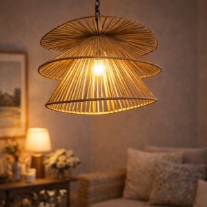 Lámpara colgante de Rattan sintético. Olas