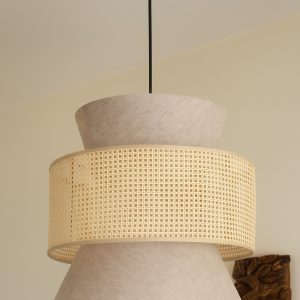 Lampara colgante de mimbre