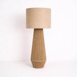 Lámpara de mesa con base tejida