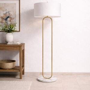 Lámpara de pie de latón y mármol